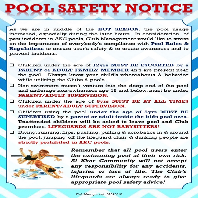 Pool Safety Notice 2018