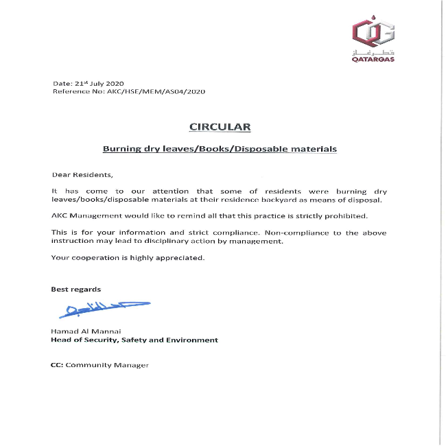 Circular: Burning Dry Leaves/Books/Disposable Materials