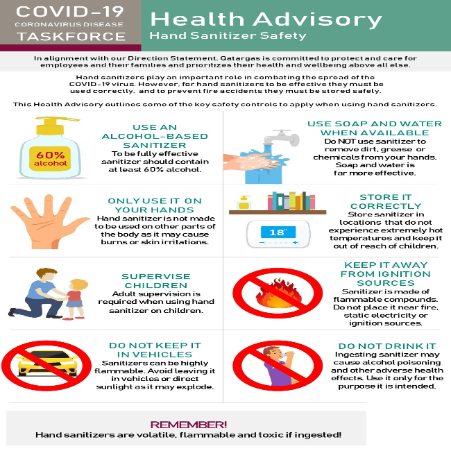 COVID-19 Health Advisory: Hand Sanitizer Safety