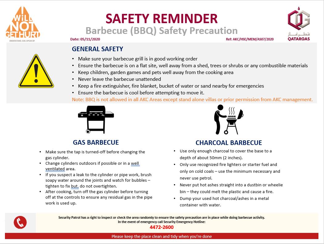 Barbeque (BBQ) Safety Precaution