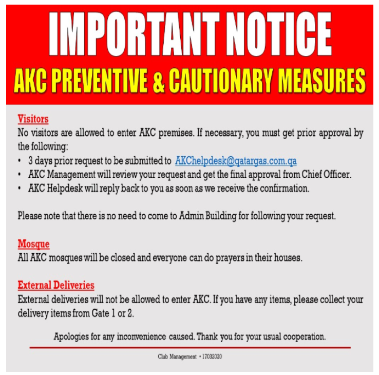 Important Notice: AKC Preventive & Cautionary Measures