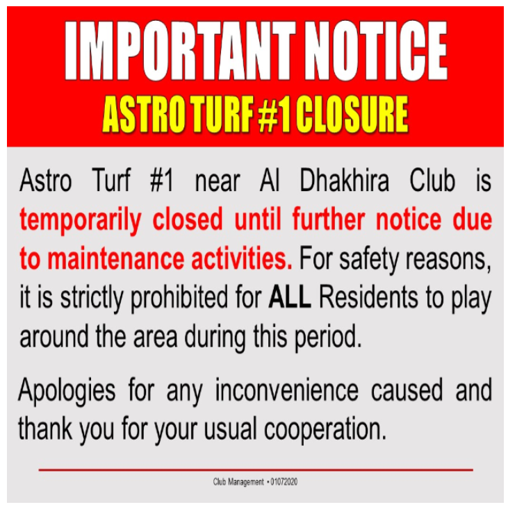 Important Notice: Astro Turf #1 Closure