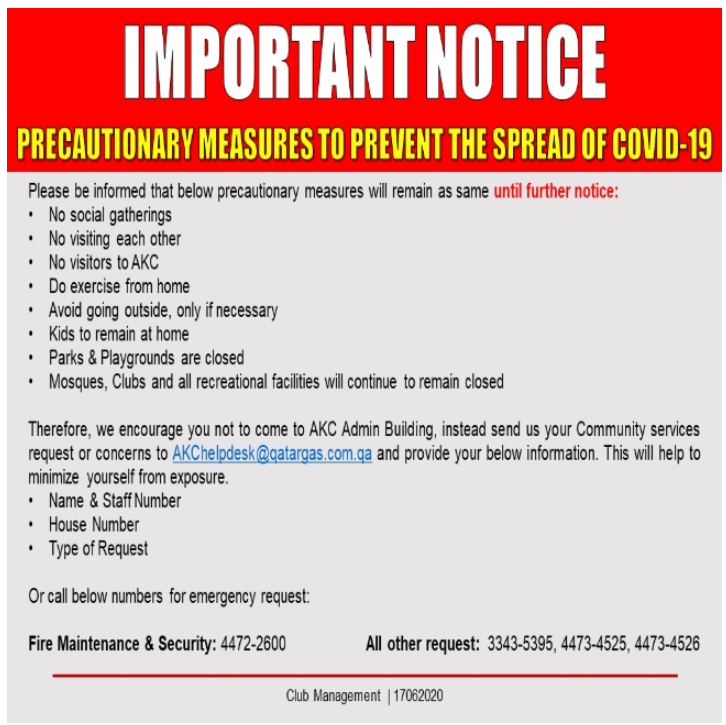 Precautionary Measures to Prevent the Spread of COVID-19