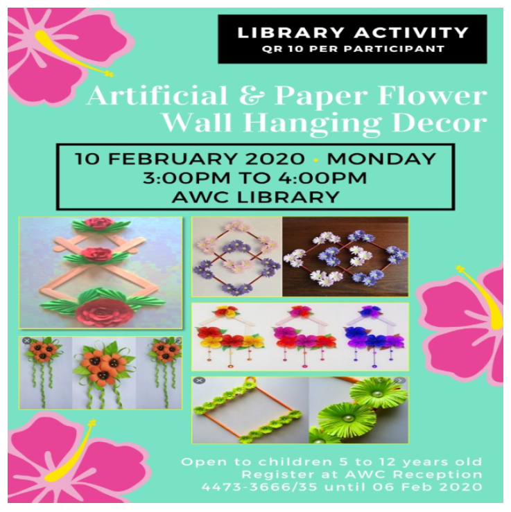 Library Activity: Artificial & Paper Flower Wall Hanging Decor