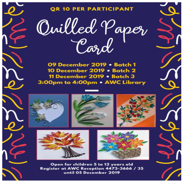 Library Activity: Quilled Paper Card