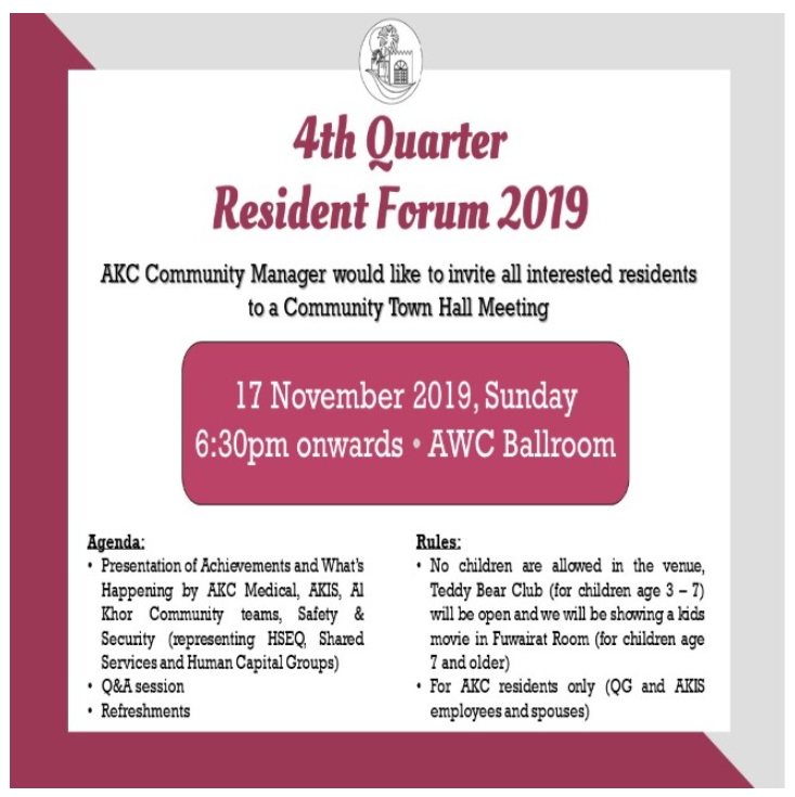 4th Quarter Resident Forum 2019