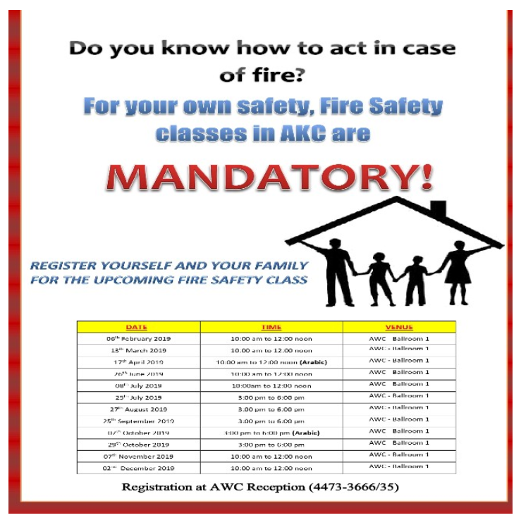 2019 Fire Safety Classes Schedule