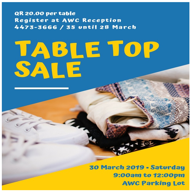 Table Top Sale - March 2019