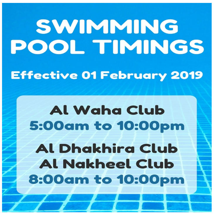 Swimming Pool Timings 2019