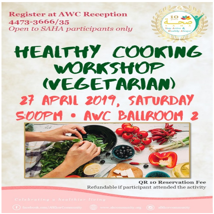 SAHA 2019: Healthy Cooking Workshop (Vegetarian)