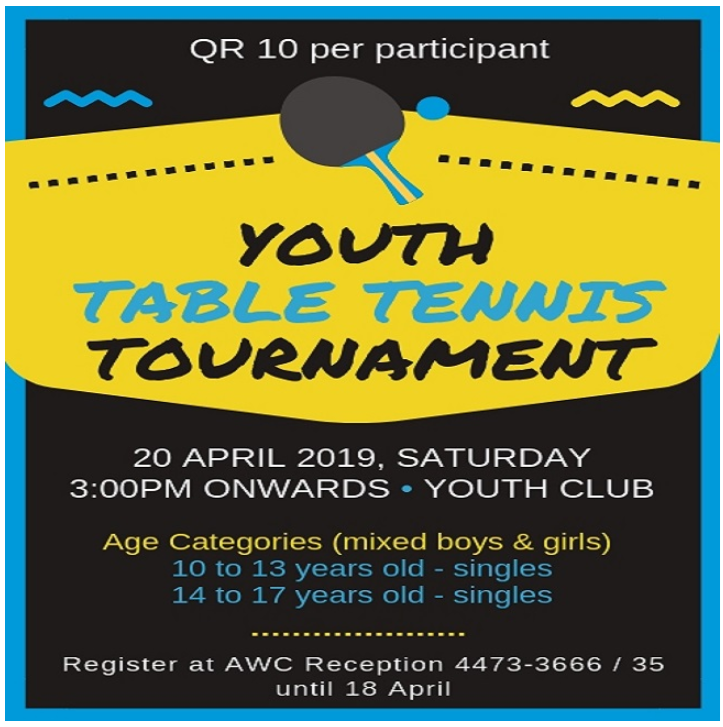 Youth Table Tennis Tournament - April 2019