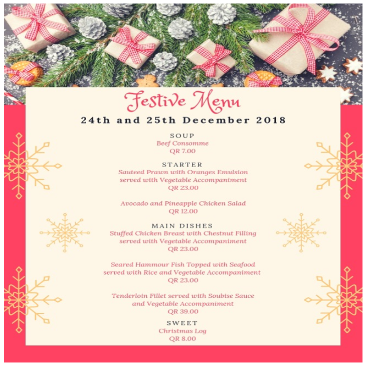 Festive Menu 24th & 25th December 2018