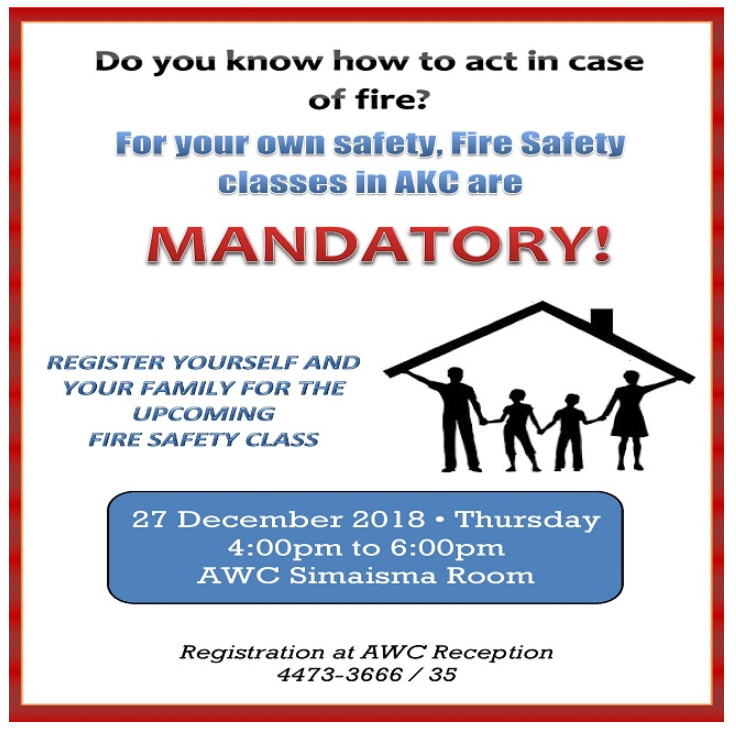 AKC Home Fire Safety Class Schedule 2018