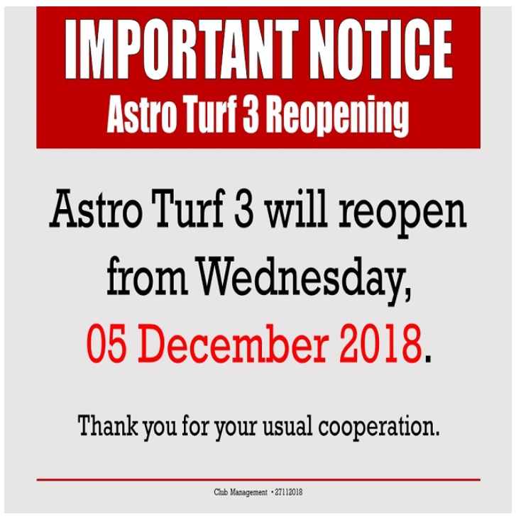 Important Notice: Astro Turf 3 Reopening