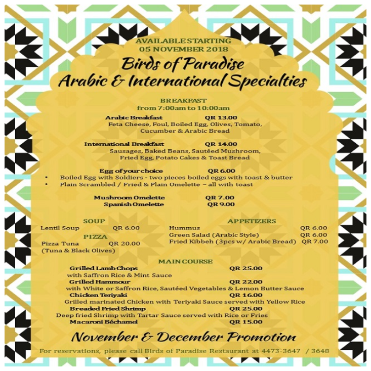 Birds of Paradise Arabic & International Specialties