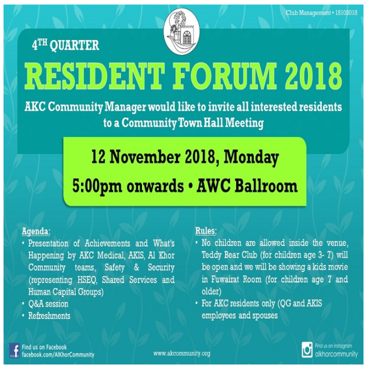 4th Quarter Resident Forum 2018