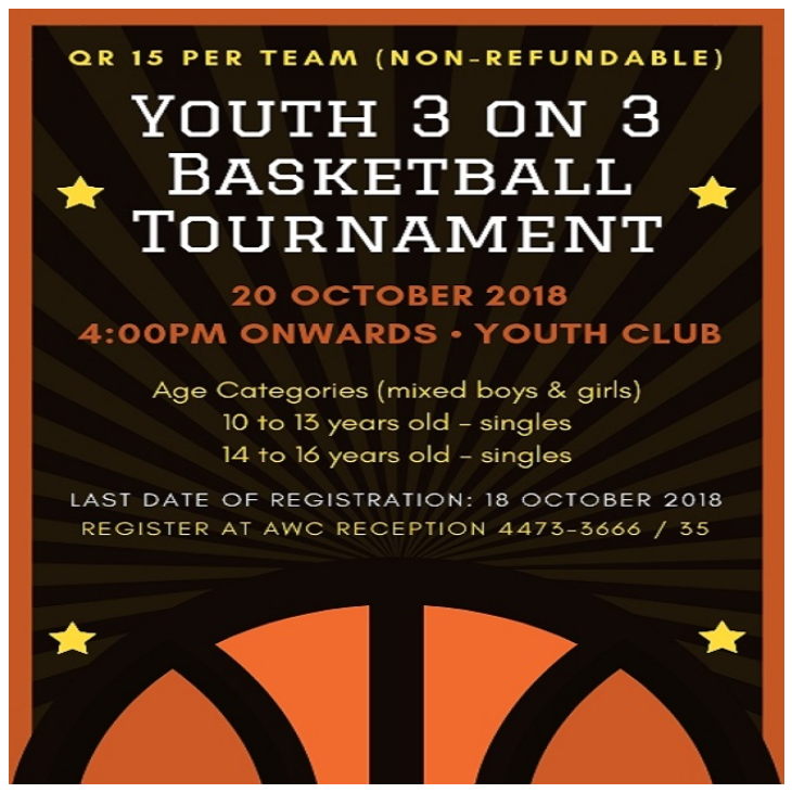 Youth 3 on 3 Basketball Tournament - October 2018