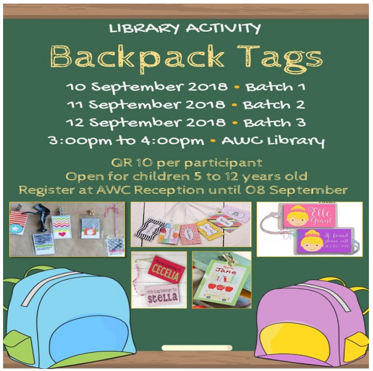 Library Activity: Backpack Tags