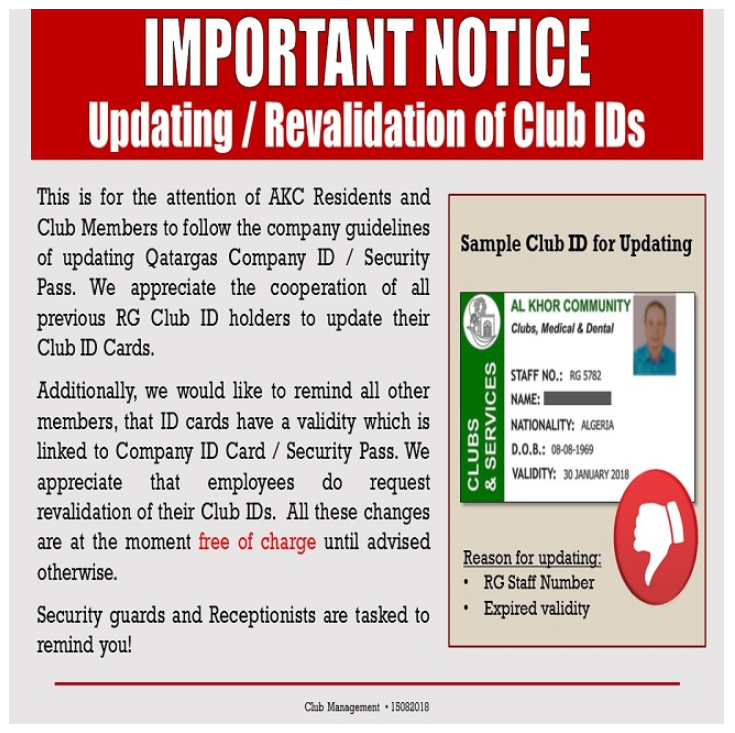 Important Notice: Updating / Revalidation of Club IDs
