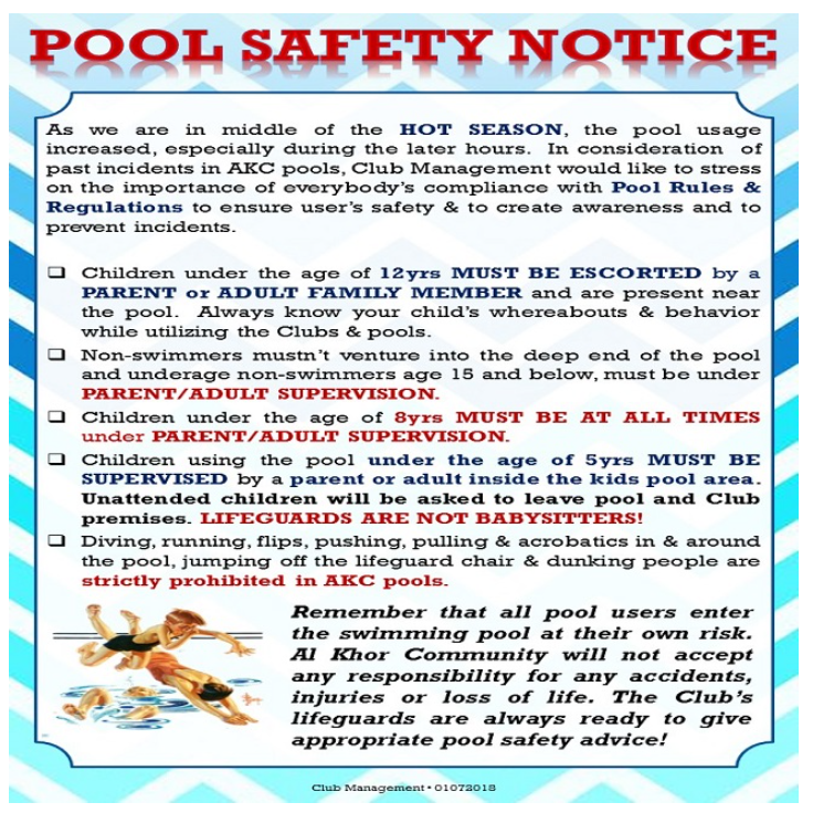 Pool Safety Notice 2018