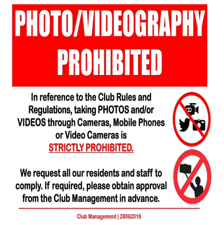 Important Notice: Photo / Videography Prohibited