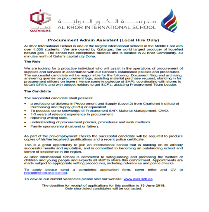 AKIS Vacancy: Procurement Admin Assistant