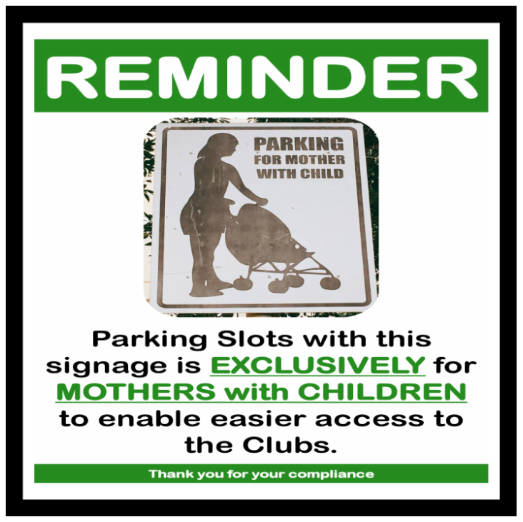 Reminder: Mothers with Children Parking