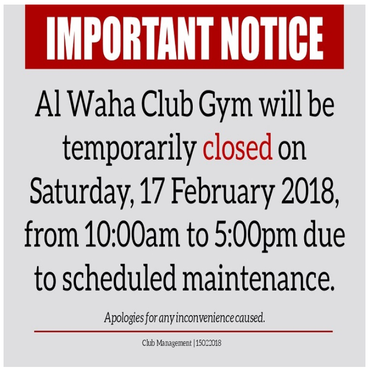 Important Notice: AWC Gym Temporary Closure