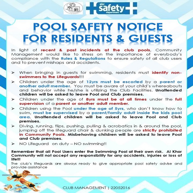 Pool Safety Notice - July 2016