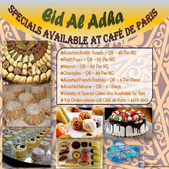 Eid Al Adha Special Sweets at Cafe de Paris