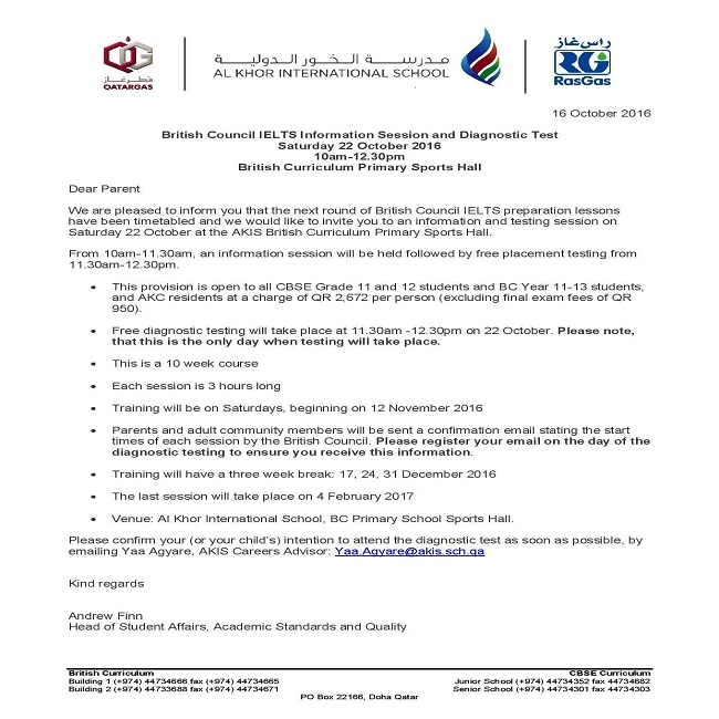 British Council IELTS Information Session and Diagnostic Test