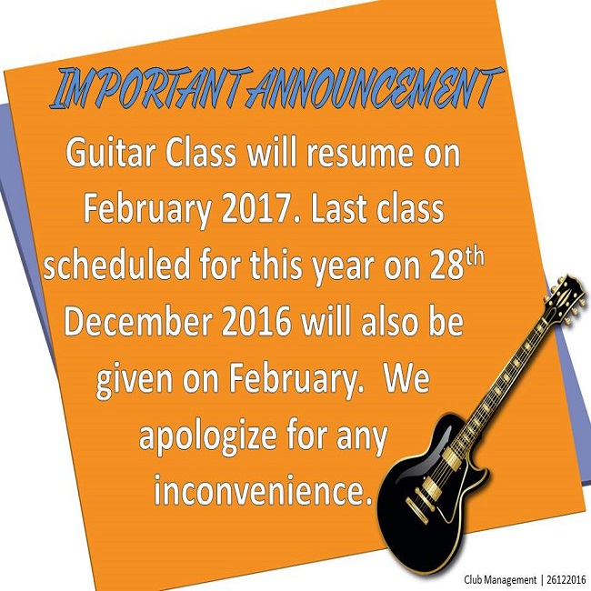 Important Announcement: Change in Guitar Class Schedule