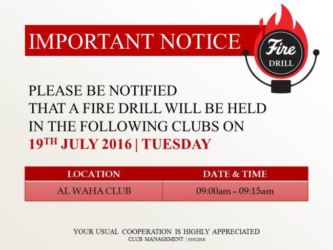 Important Notice: Fire Drill Schedule