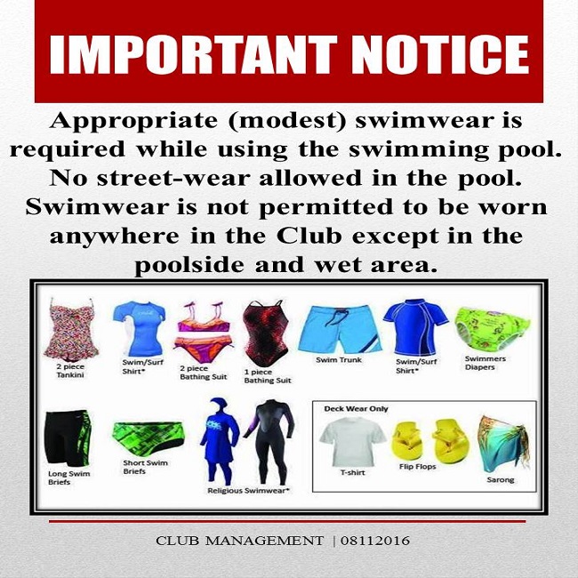 Important Notice: Proper Swimwear in the Clubs
