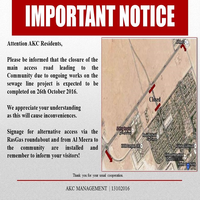 Important Notice: AKC Roundabout Closure on Al Dhakhira Road