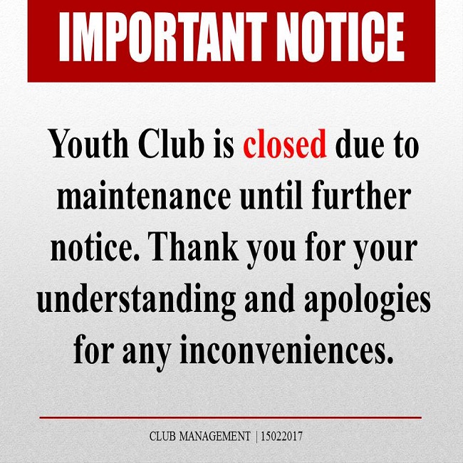 Important Notice: Youth Club Closure - February 2017