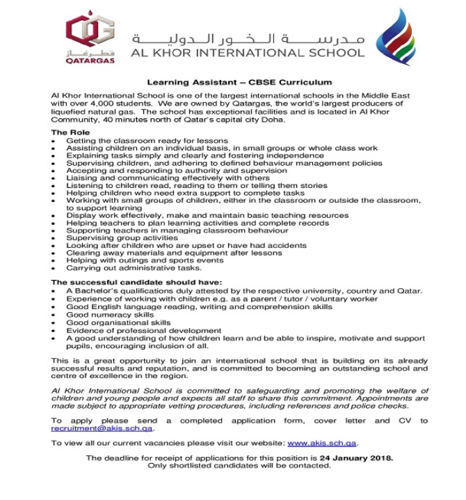 AKIS Vacancy: Learning Assistant (CBSE Curriculum)