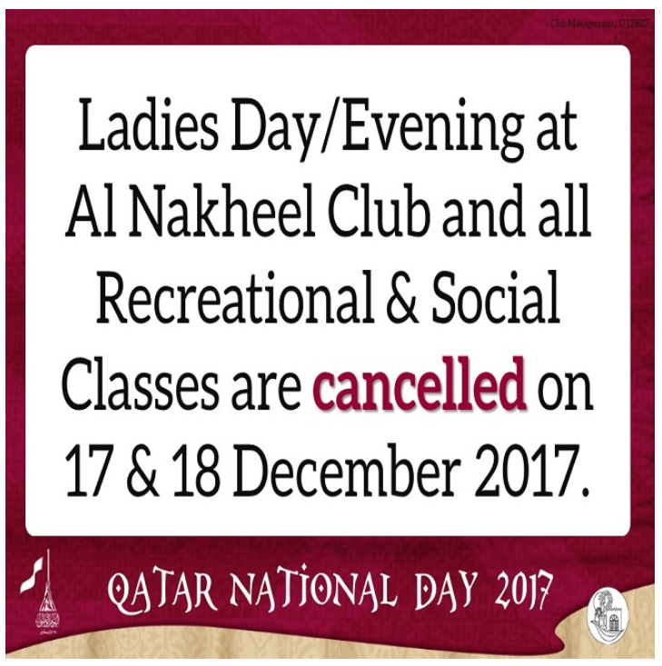 Qatar National Day 2017: Important Notices