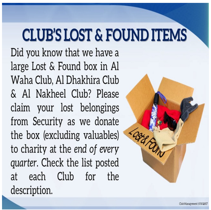 Club's Lost & Found Items
