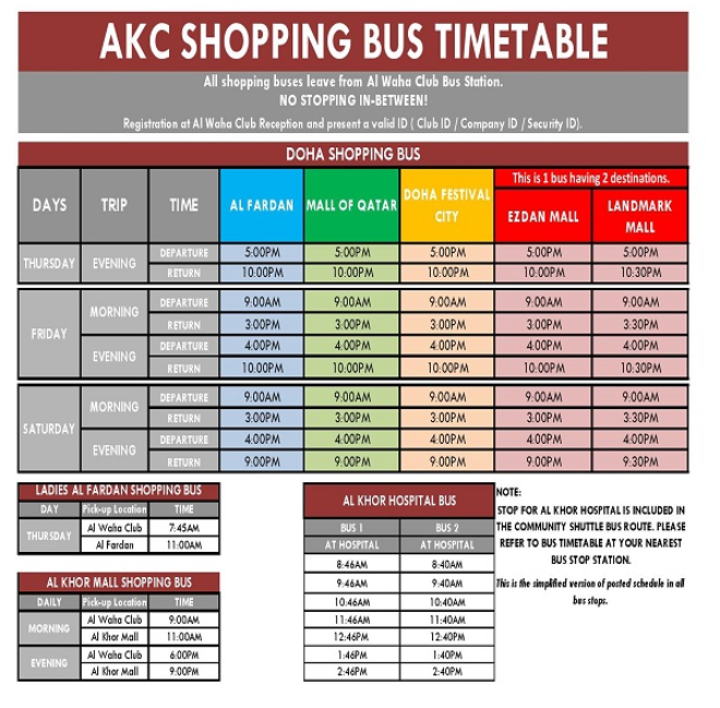AKC Shopping Bus Timetable