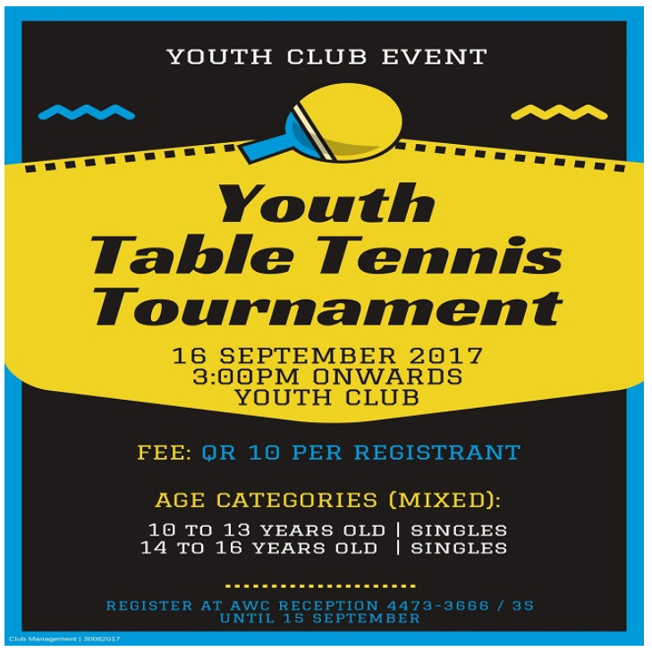 Youth Table Tennis Tournament - Sept 2017